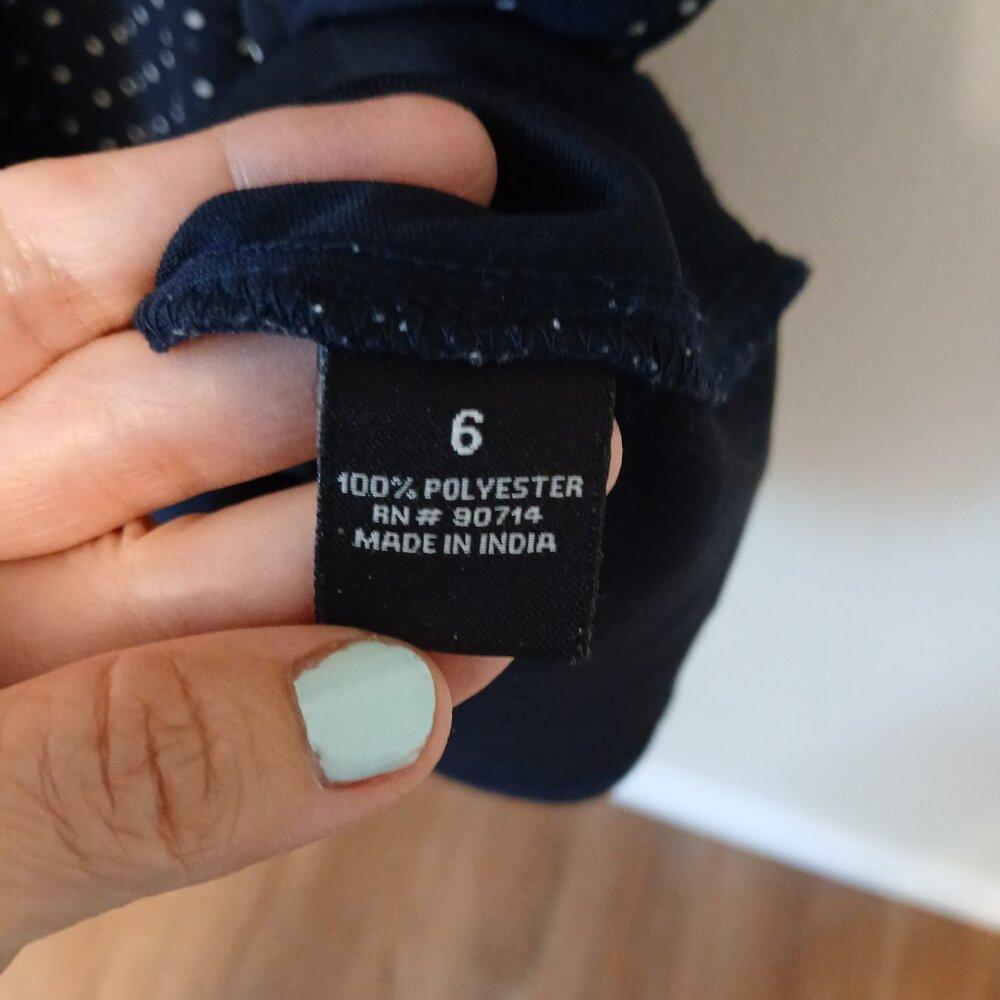 Classy No Brand Navy and White Polka Dot Dress, Size 6 in EUC - Picture 5 of 5